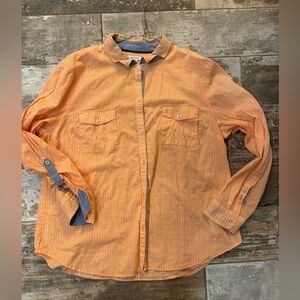 Nautica Women’s Casual Orange Long-Sleeve Button-Down Shirt